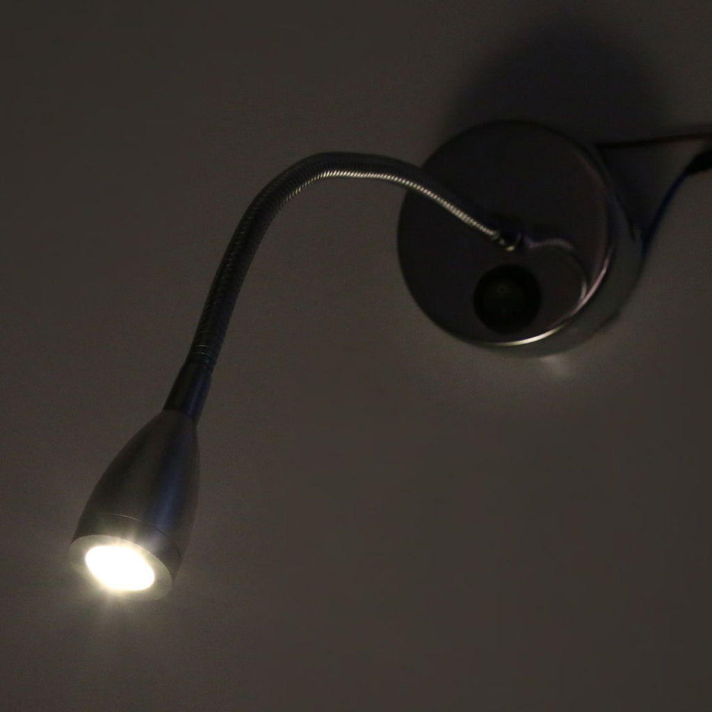 Silver LED Wall Lamps Flexible Gooseneck Bedroom Bedside Reading Light Warm White (Type 2)