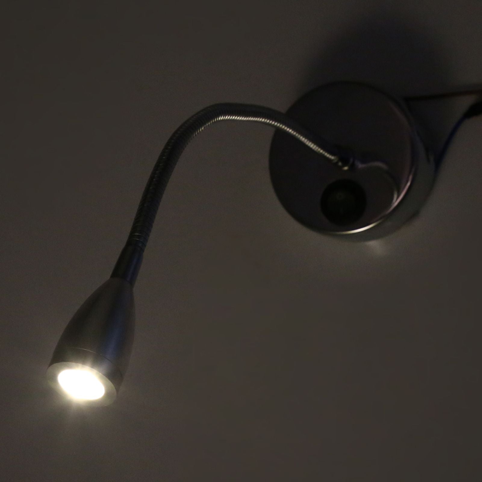 Silver LED Wall Lamps Flexible Gooseneck Bedroom Bedside Reading Light Warm White (Type 2)