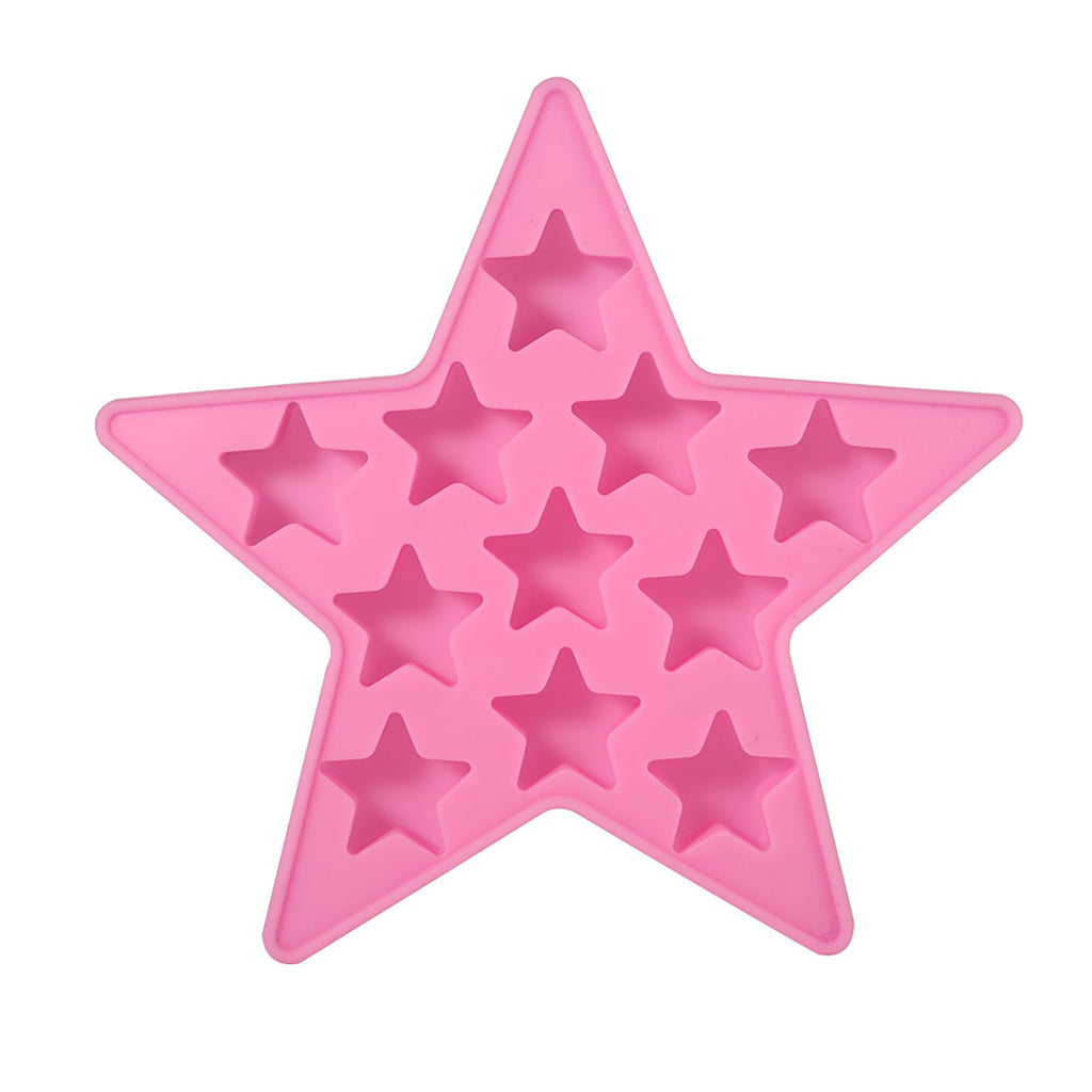 Five Star Shaped Cool Silicone Ice Cube Tray Freeze Mold Maker Tools for Club Bar Party (Pink)