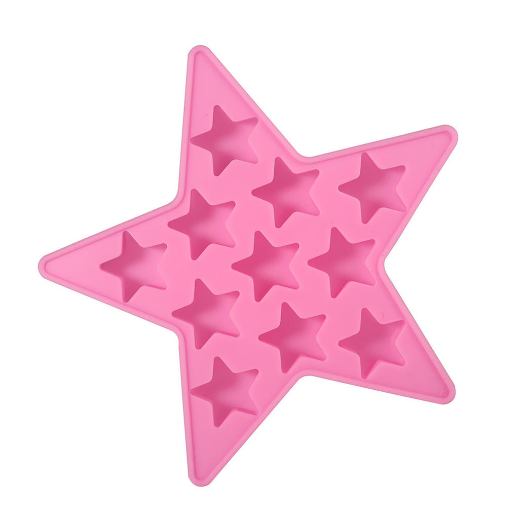 Five Star Shaped Cool Silicone Ice Cube Tray Freeze Mold Maker Tools for Club Bar Party (Pink)