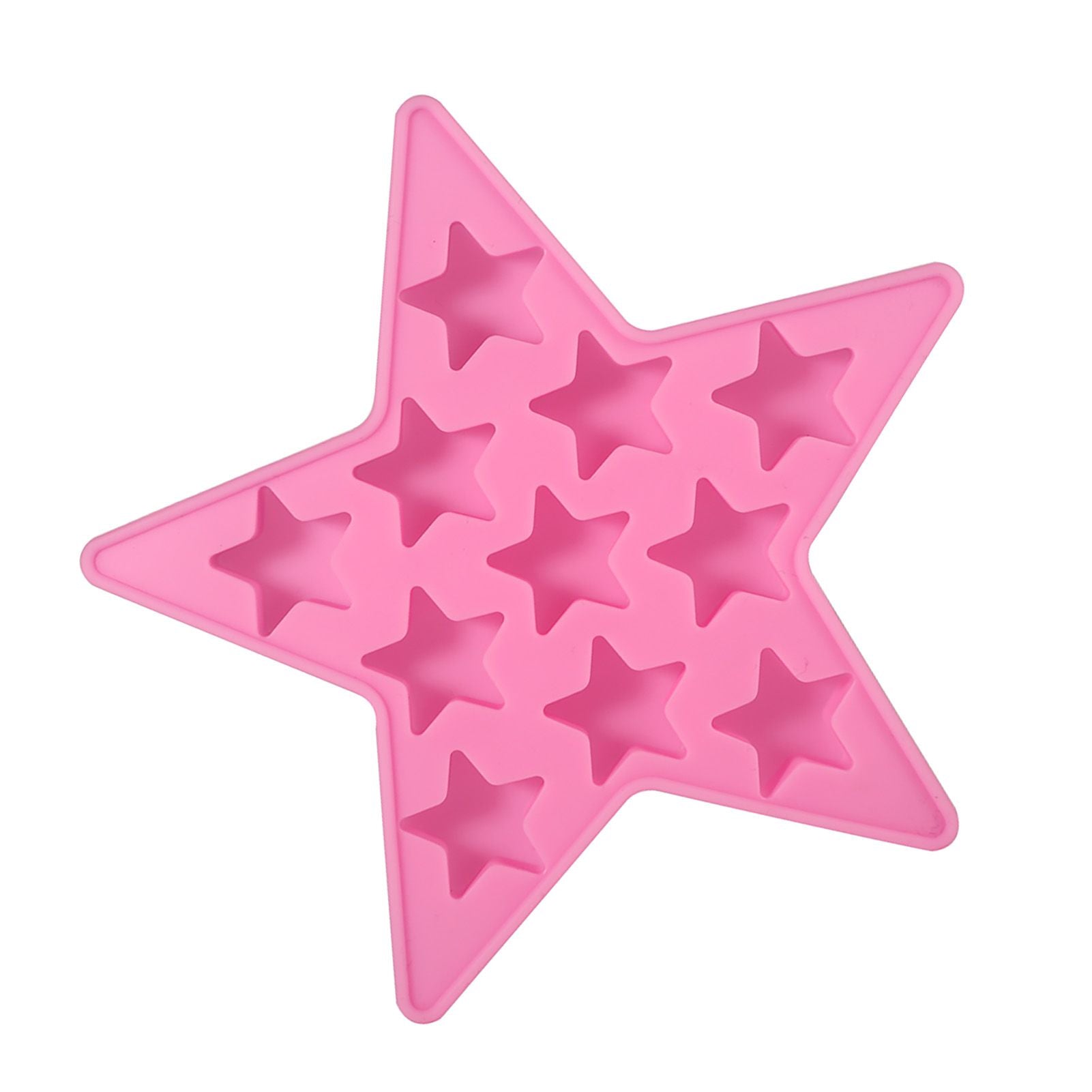 Five Star Shaped Cool Silicone Ice Cube Tray Freeze Mold Maker Tools for Club Bar Party (Pink)