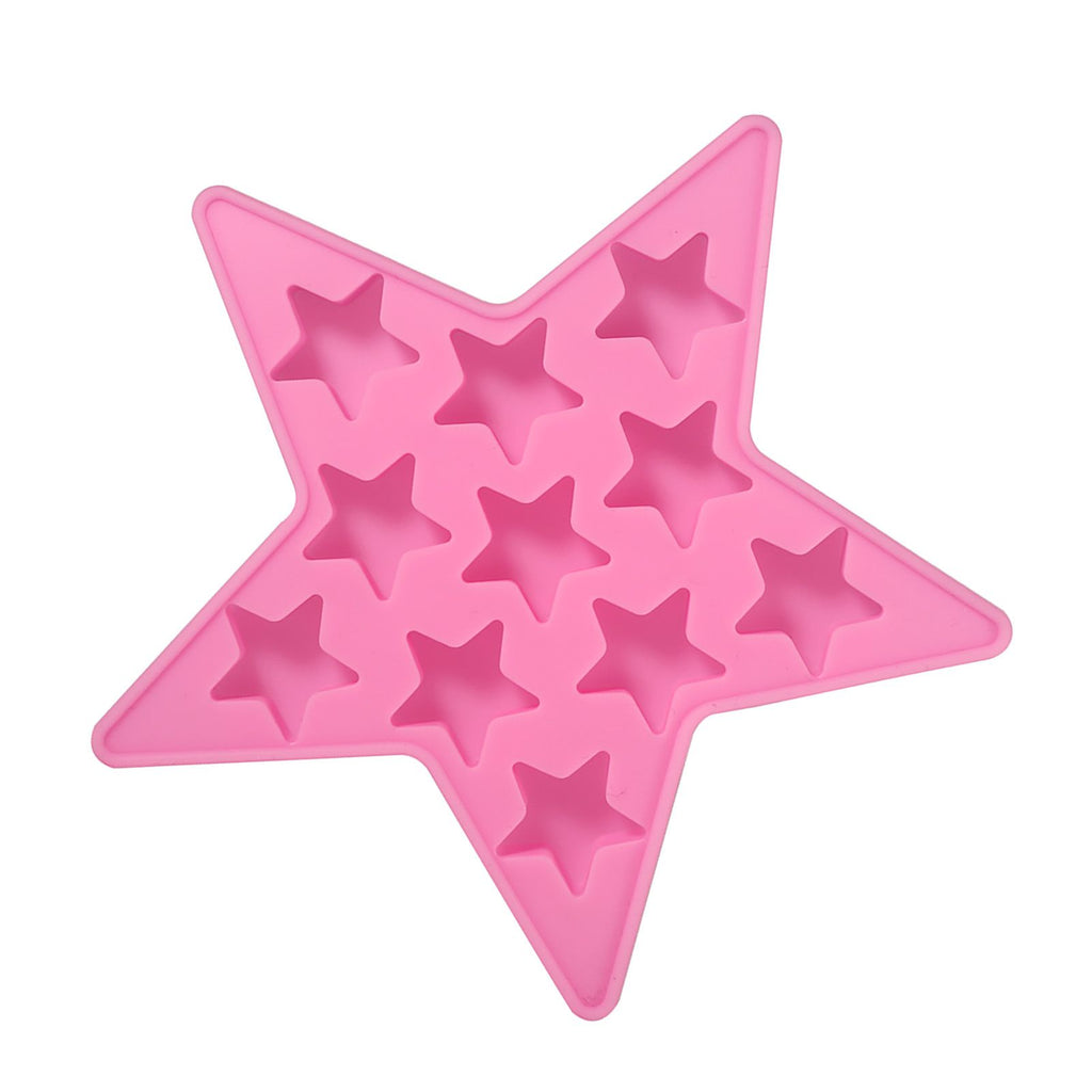 Five Star Shaped Cool Silicone Ice Cube Tray Freeze Mold Maker Tools for Club Bar Party (Pink)