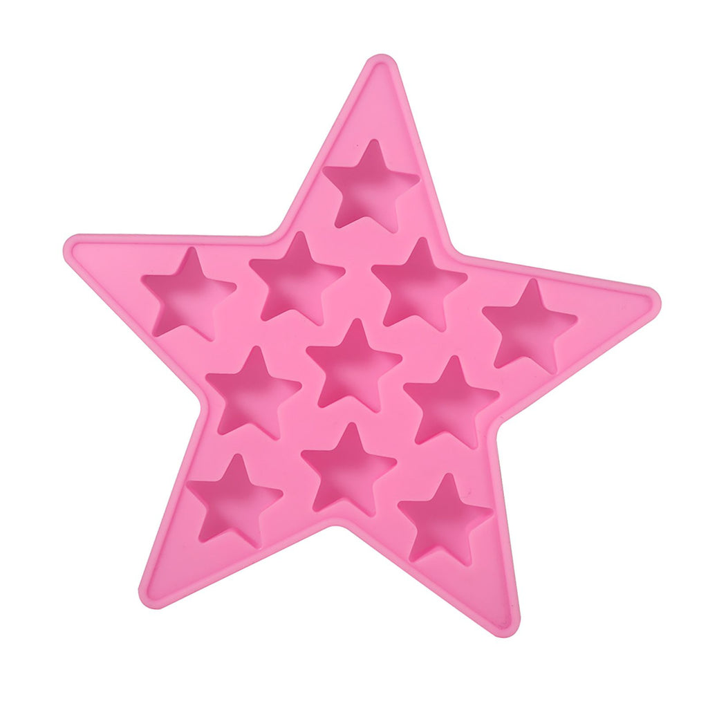 Five Star Shaped Cool Silicone Ice Cube Tray Freeze Mold Maker Tools for Club Bar Party (Pink)