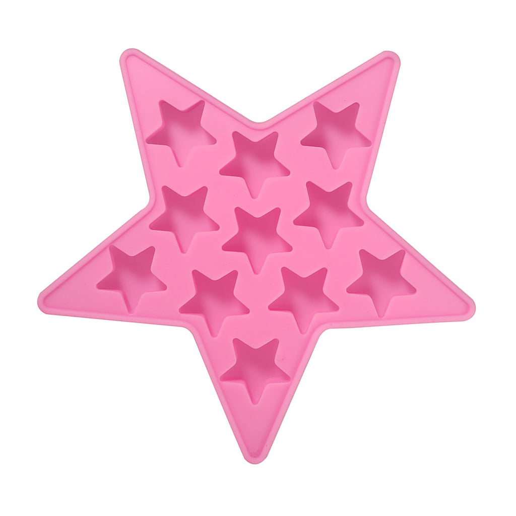 Five Star Shaped Cool Silicone Ice Cube Tray Freeze Mold Maker Tools for Club Bar Party (Pink)