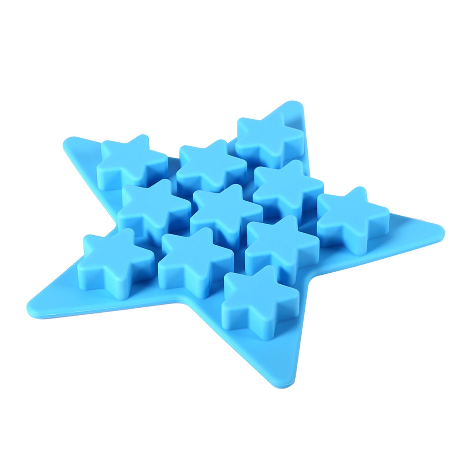 Five Star Shaped Cool Silicone Ice Cube Tray Freeze Mold Maker Tools for Club Bar Party (Blue)
