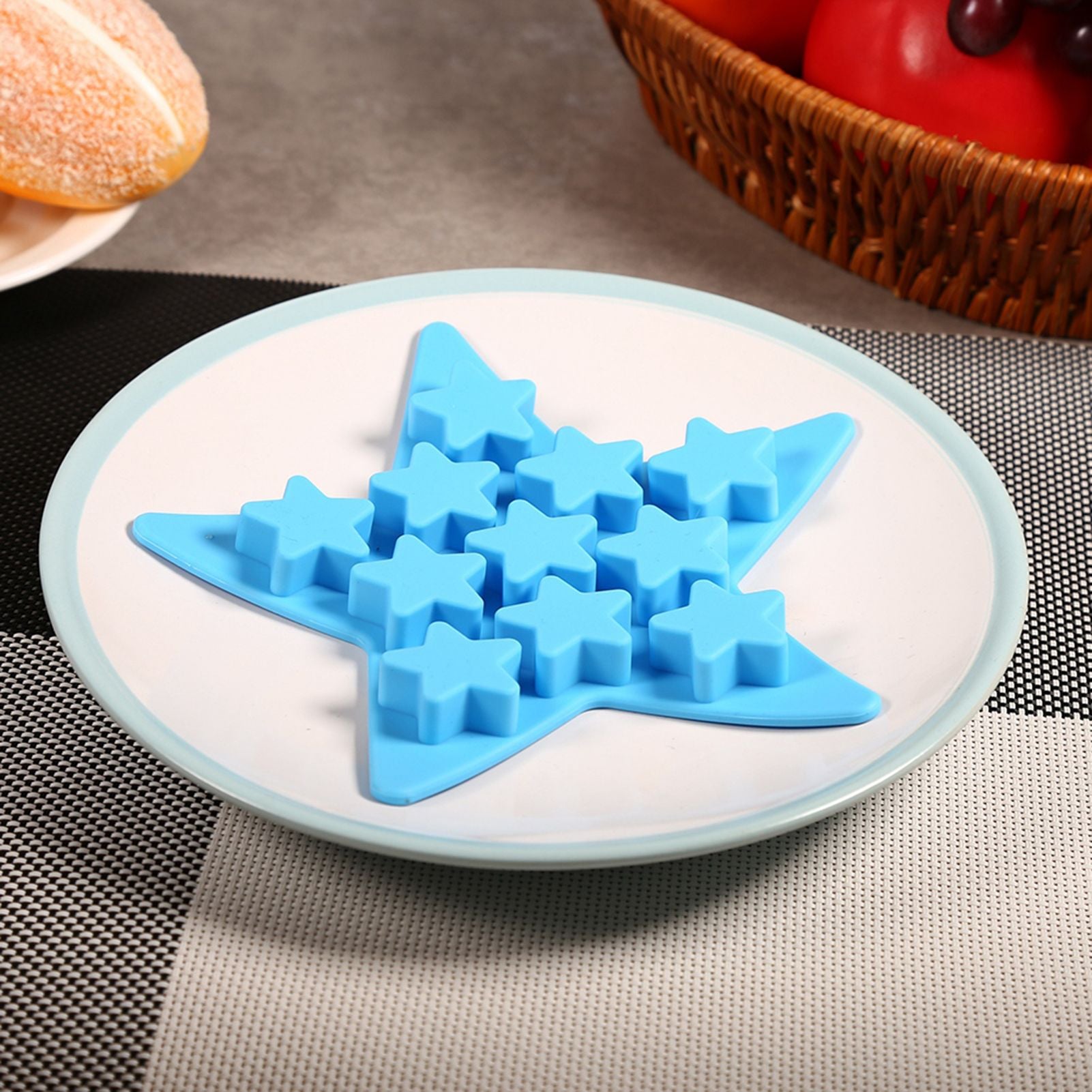 Five Star Shaped Cool Silicone Ice Cube Tray Freeze Mold Maker Tools for Club Bar Party (Blue)