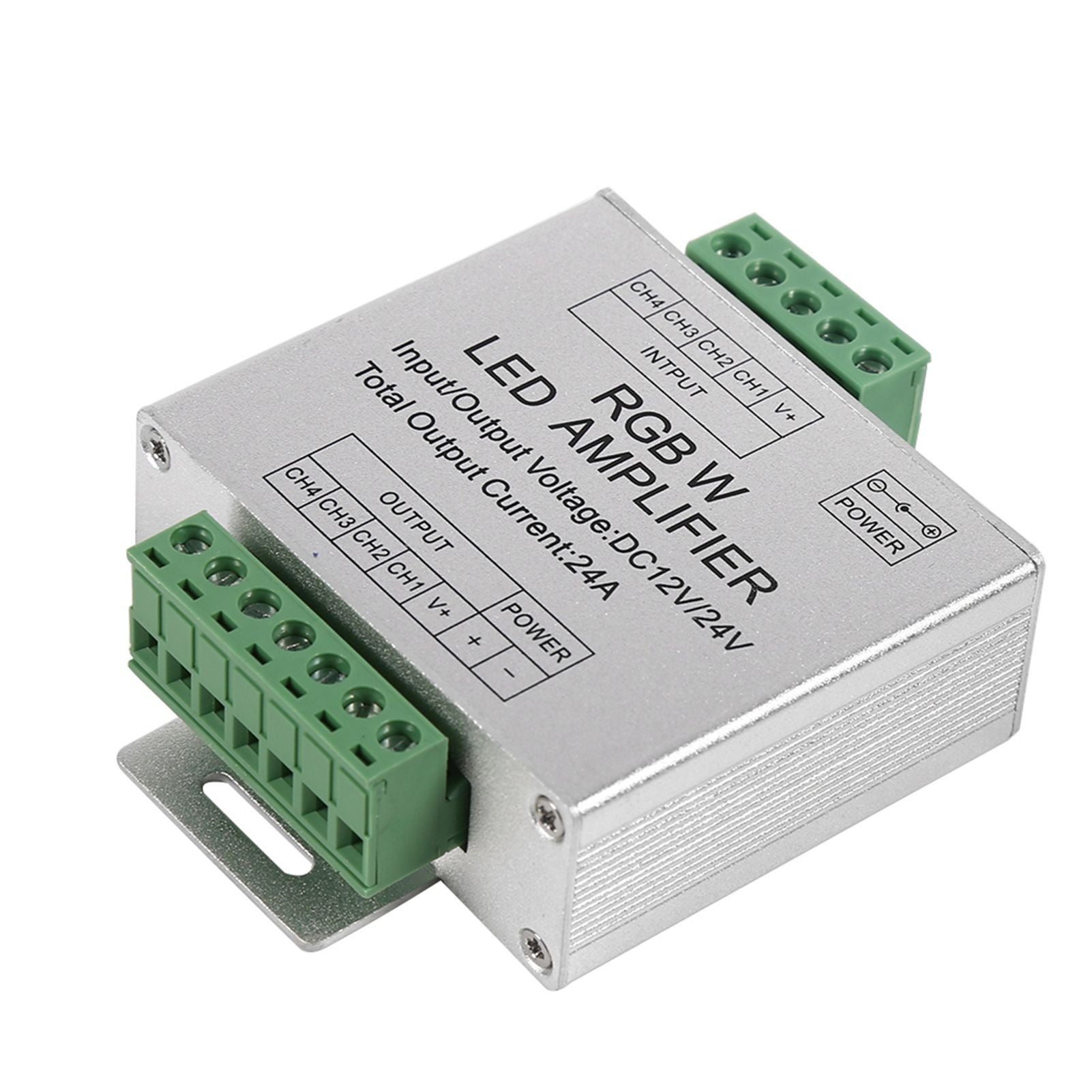 DC12-24V 24A RGBW Signal Amplifier 4 Channel Output Circuit Aluminum Shell LED Strip Controller