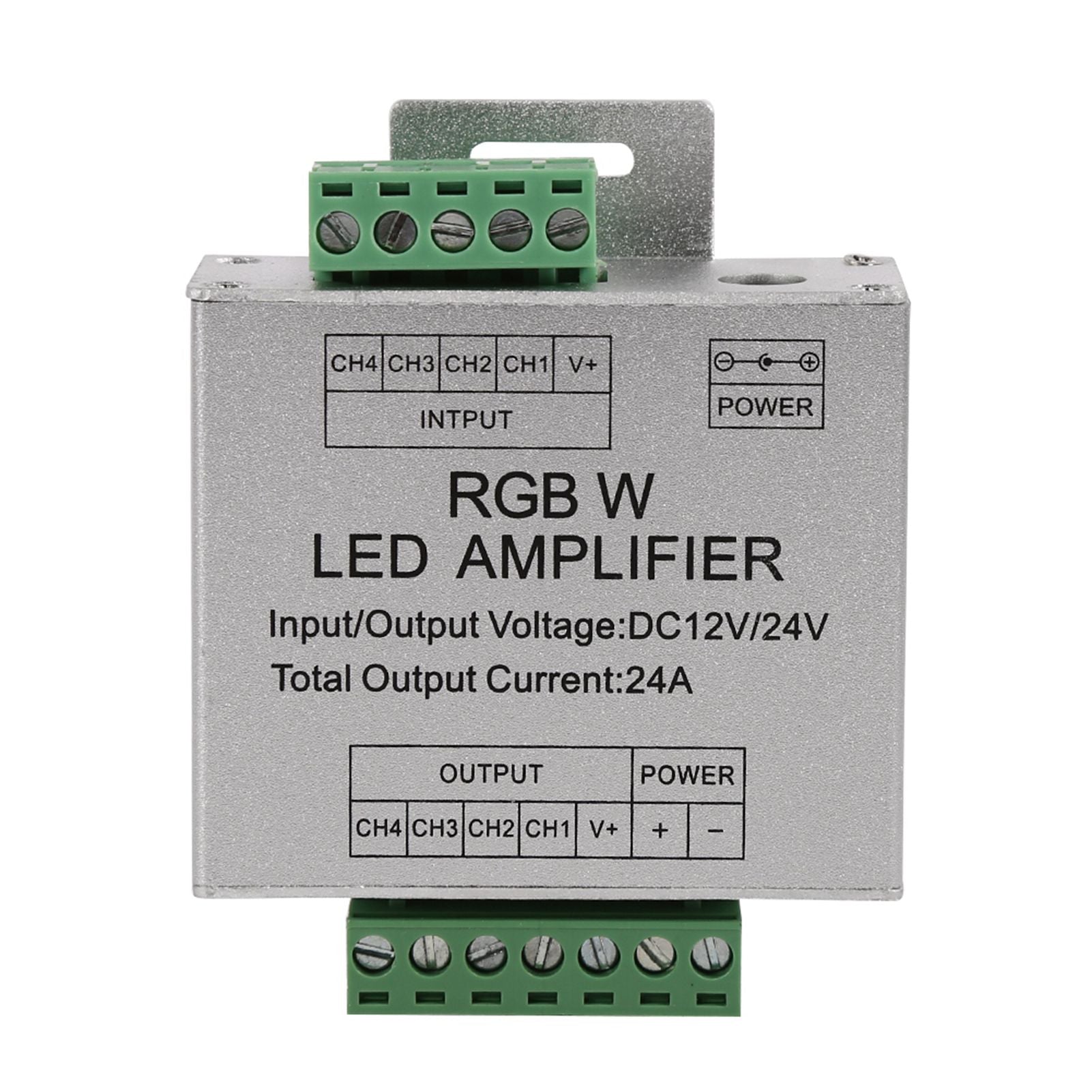 DC12-24V 24A RGBW Signal Amplifier 4 Channel Output Circuit Aluminum Shell LED Strip Controller