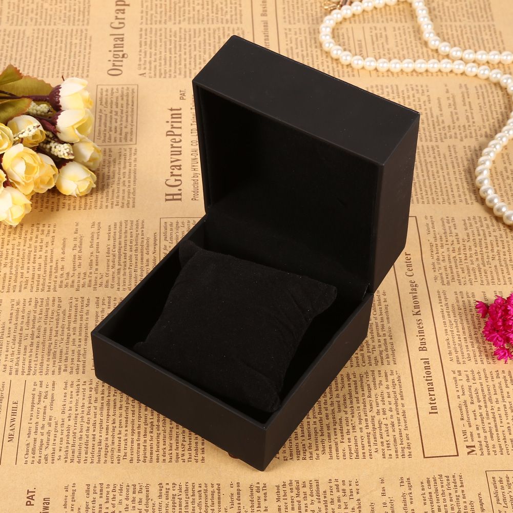 1Pc New Black PU Leather Watch Present Gift Display Case Bracelet Bangle Jewelry Storage Box