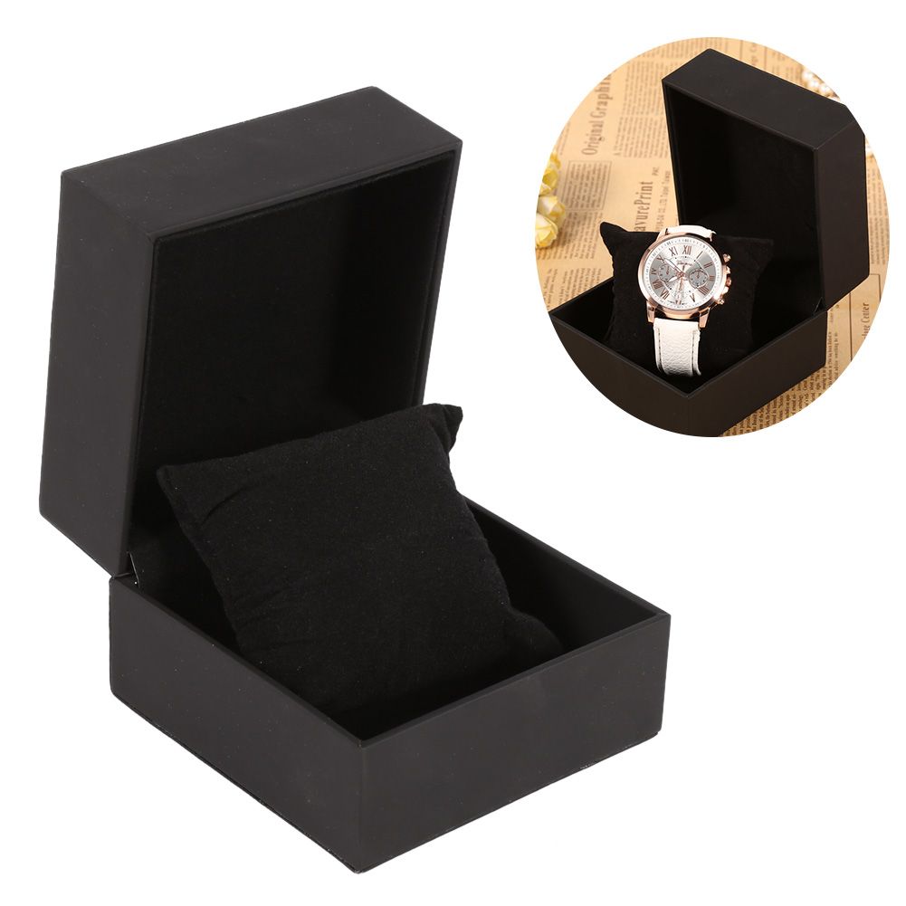 1Pc New Black PU Leather Watch Present Gift Display Case Bracelet Bangle Jewelry Storage Box