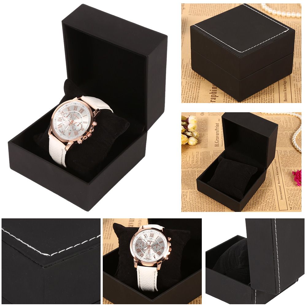 1Pc New Black PU Leather Watch Present Gift Display Case Bracelet Bangle Jewelry Storage Box