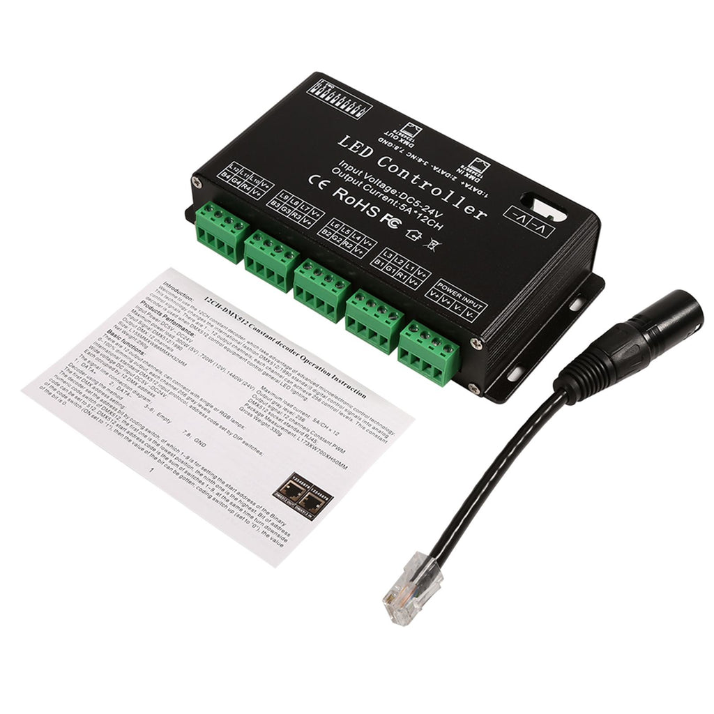 DC5V-24V 6 Channel RGB LED Controller DMX Decoder Driver Strip Module Black Color