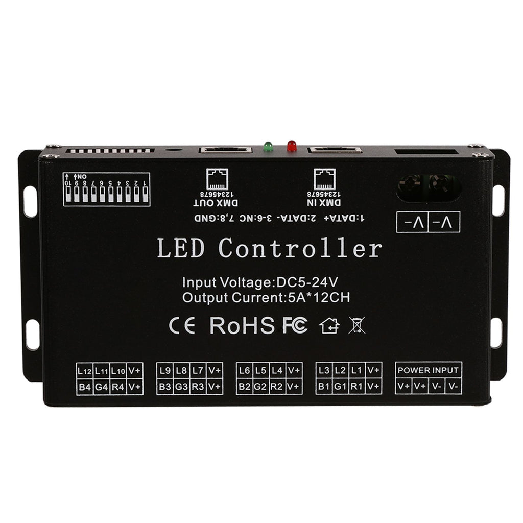 DC5V-24V 6 Channel RGB LED Controller DMX Decoder Driver Strip Module Black Color