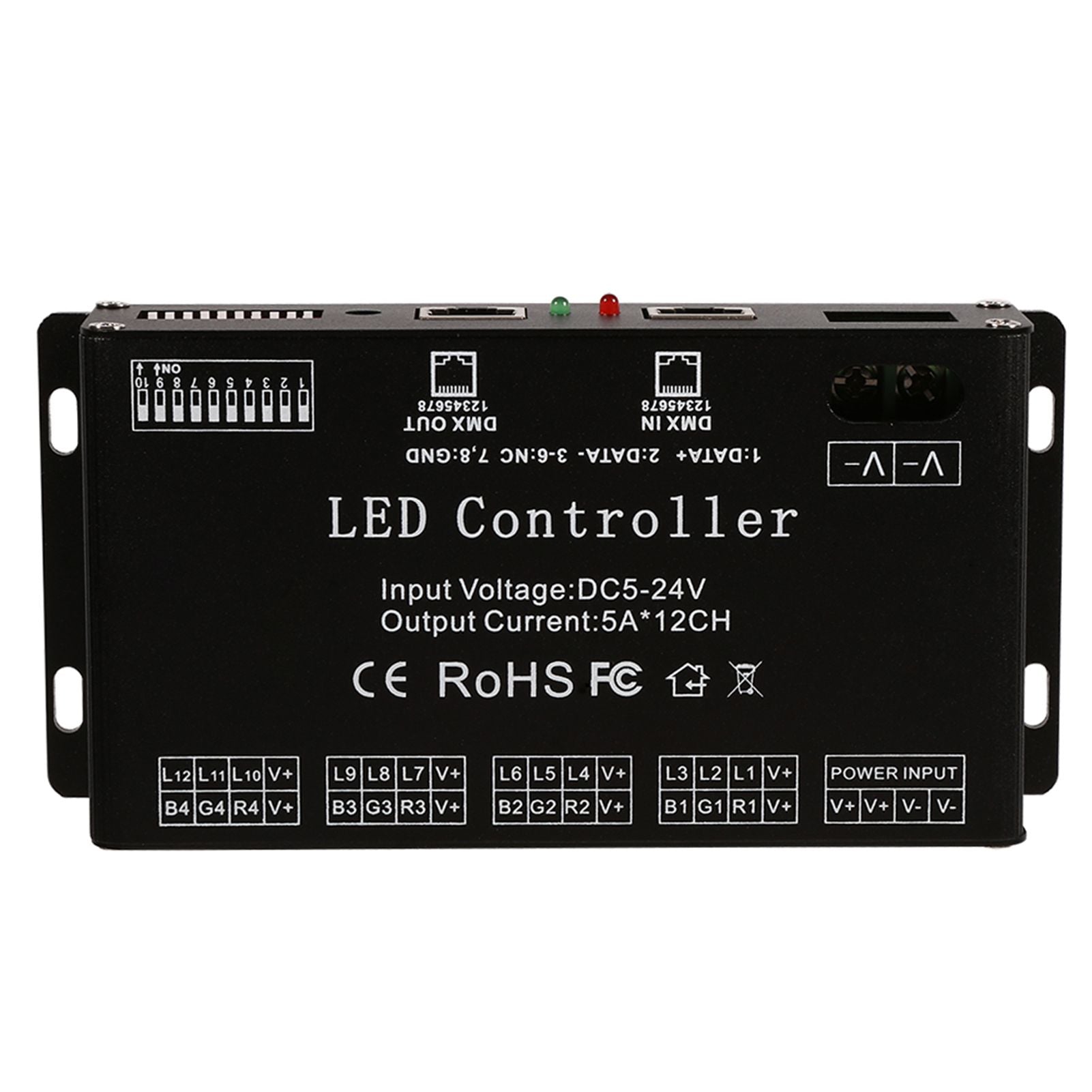 DC5V-24V 6 Channel RGB LED Controller DMX Decoder Driver Strip Module Black Color