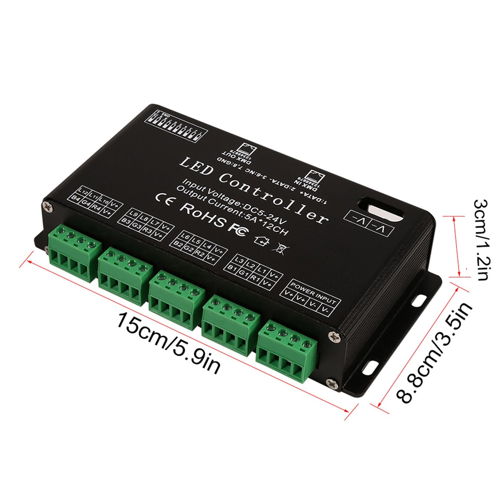 DC5V-24V 6 Channel RGB LED Controller DMX Decoder Driver Strip Module Black Color