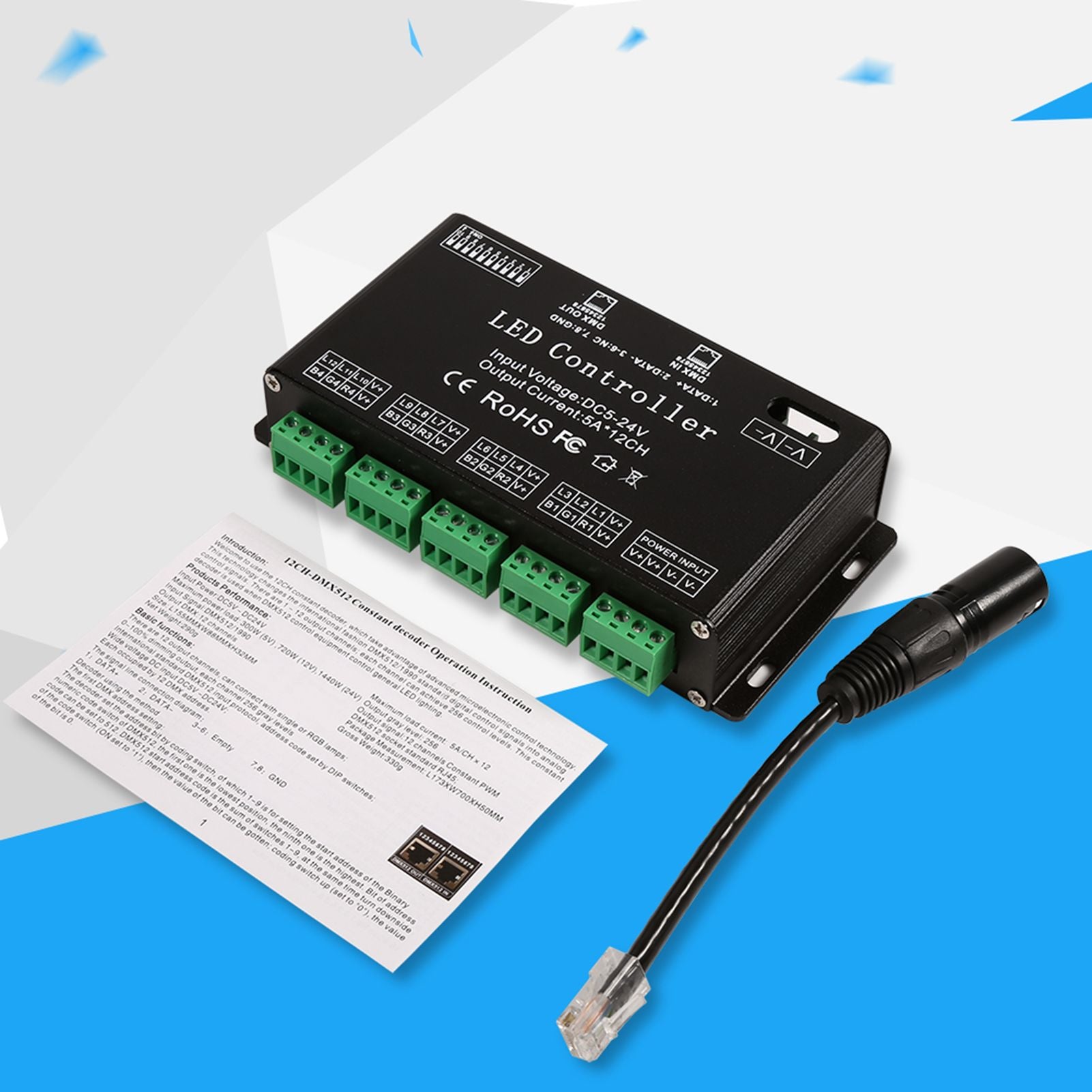 DC5V-24V 6 Channel RGB LED Controller DMX Decoder Driver Strip Module Black Color