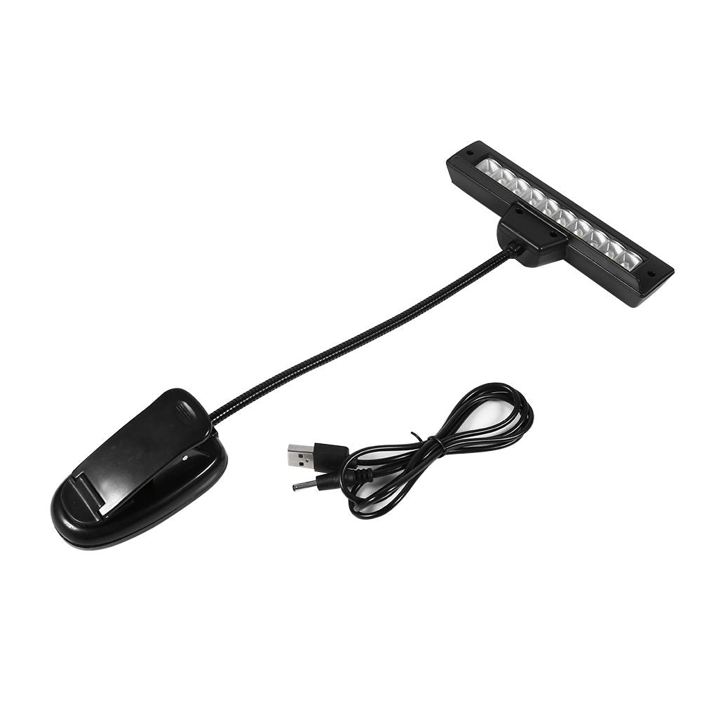 Portable 10 LED Clip on Music Stand Clamp Light Bedroom Desk Reading Lamp AC 110V ~220V 1#
