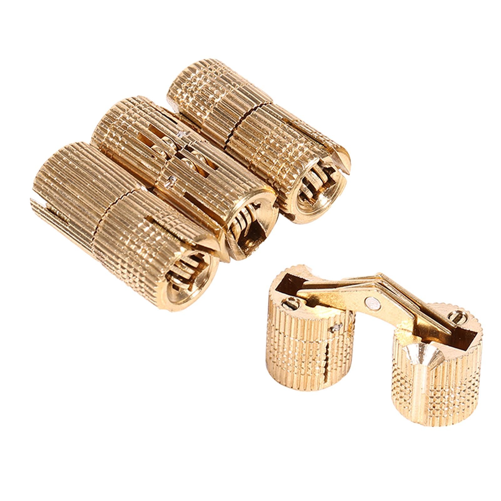 4pcs/pack Copper Cabinet Door Concealed Barrel Hinge for Worktops DIY Project 10mm