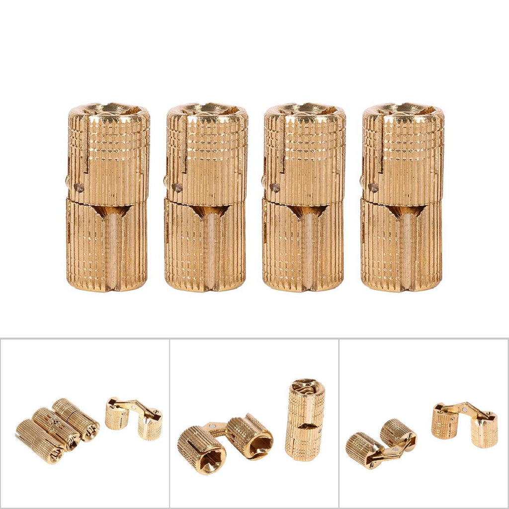4pcs/pack Copper Cabinet Door Concealed Barrel Hinge for Worktops DIY Project 10mm
