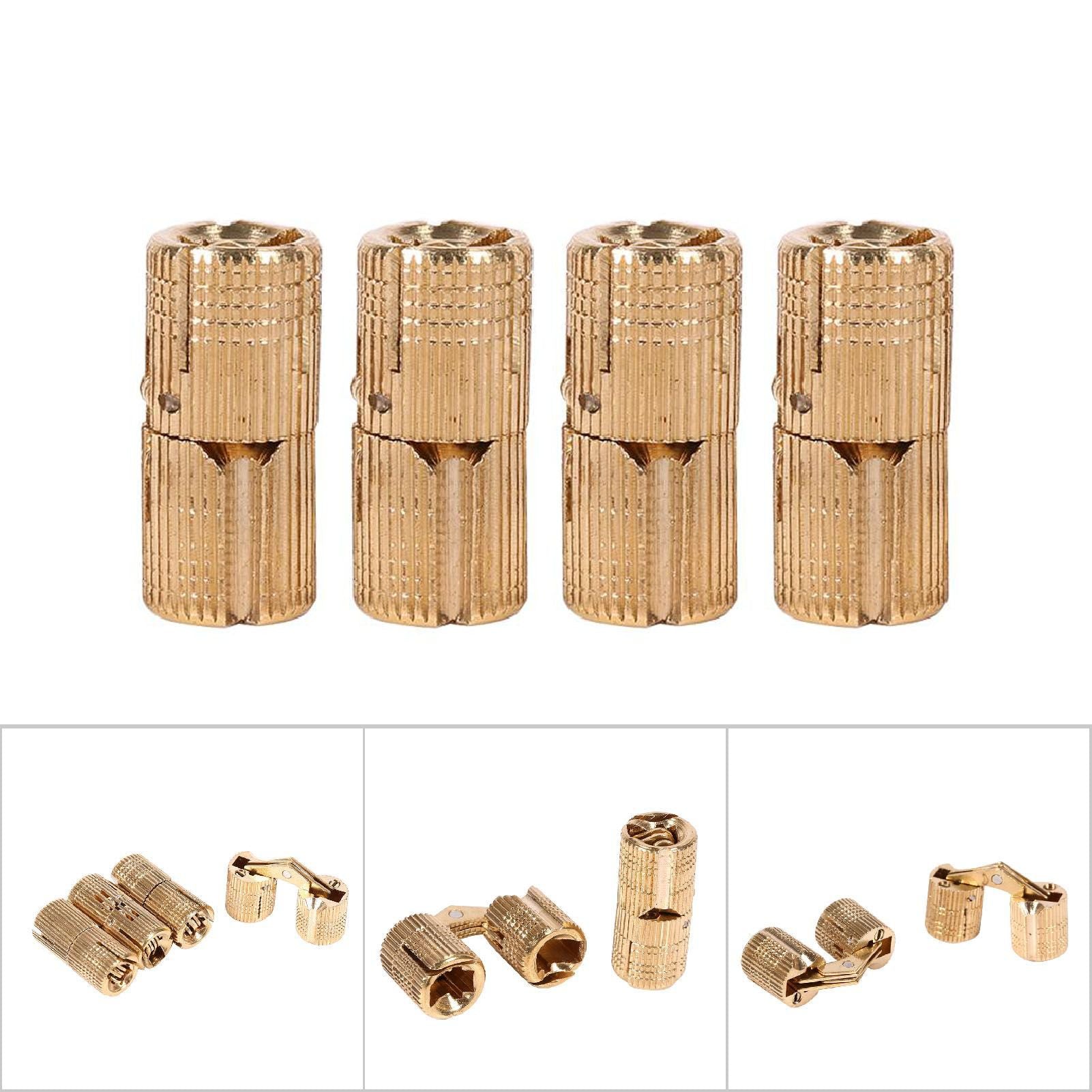 4pcs/pack Copper Cabinet Door Concealed Barrel Hinge for Worktops DIY Project 10mm