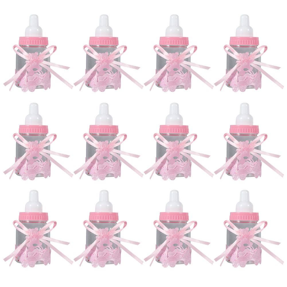 Candy Chocolate Bottles Box For Baby Shower Party Favors Gifts Decorations (12pcs Pink)