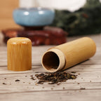 1Pc Round Portable Handmade Natural Bamboo Tea Jar Storage Holder Container Box (2.5 x 12cm)