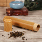 1Pc Round Portable Handmade Natural Bamboo Tea Jar Storage Holder Container Box (2.5 x 15.5cm)