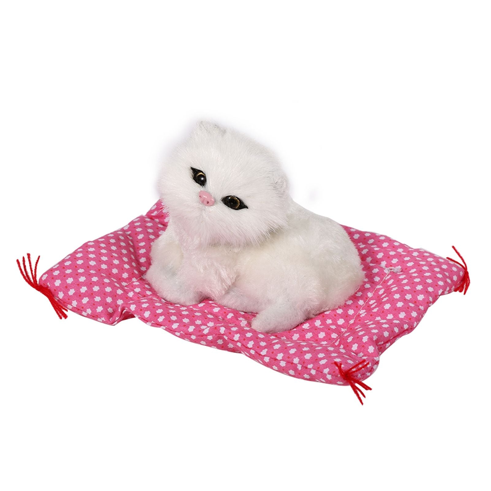 Super Cute Mini Simulation Sounding Sitting Kittens Cats Plush Toys Doll Christmas Gift White