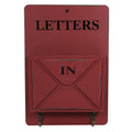 Wood Mail Letter Rack Key Holder Wall Storage Creative Home Decoration with Hook Hanger Red