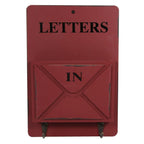 Wood Mail Letter Rack Key Holder Wall Storage Creative Home Decoration with Hook Hanger Red