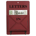 Wood Mail Letter Rack Key Holder Wall Storage Creative Home Decoration with Hook Hanger Red