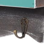 Wood Letter Rack Key Holder Wall Storage Creative Home Decoration with Hook Hanger Bluish Green