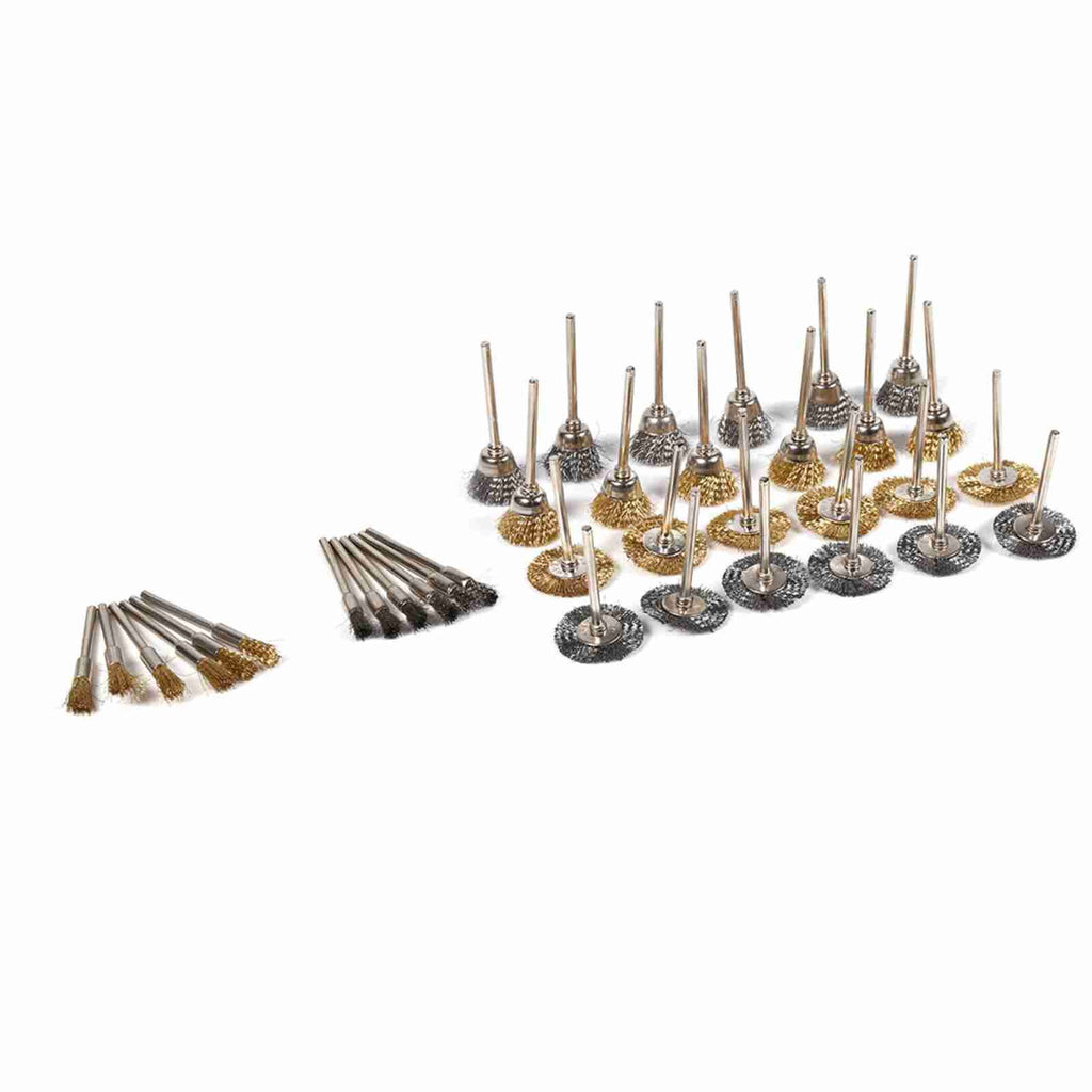 36pcs Brass Steel Wire Brush Set Pen Cup Wheel Shaped Polishing Cleaning Rotary Tools Full Kit