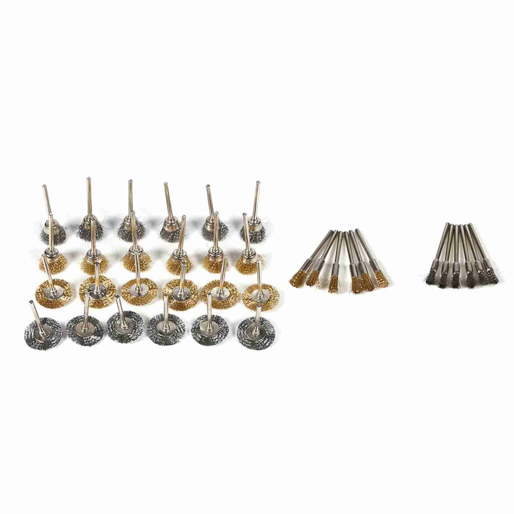 36pcs Brass Steel Wire Brush Set Pen Cup Wheel Shaped Polishing Cleaning Rotary Tools Full Kit