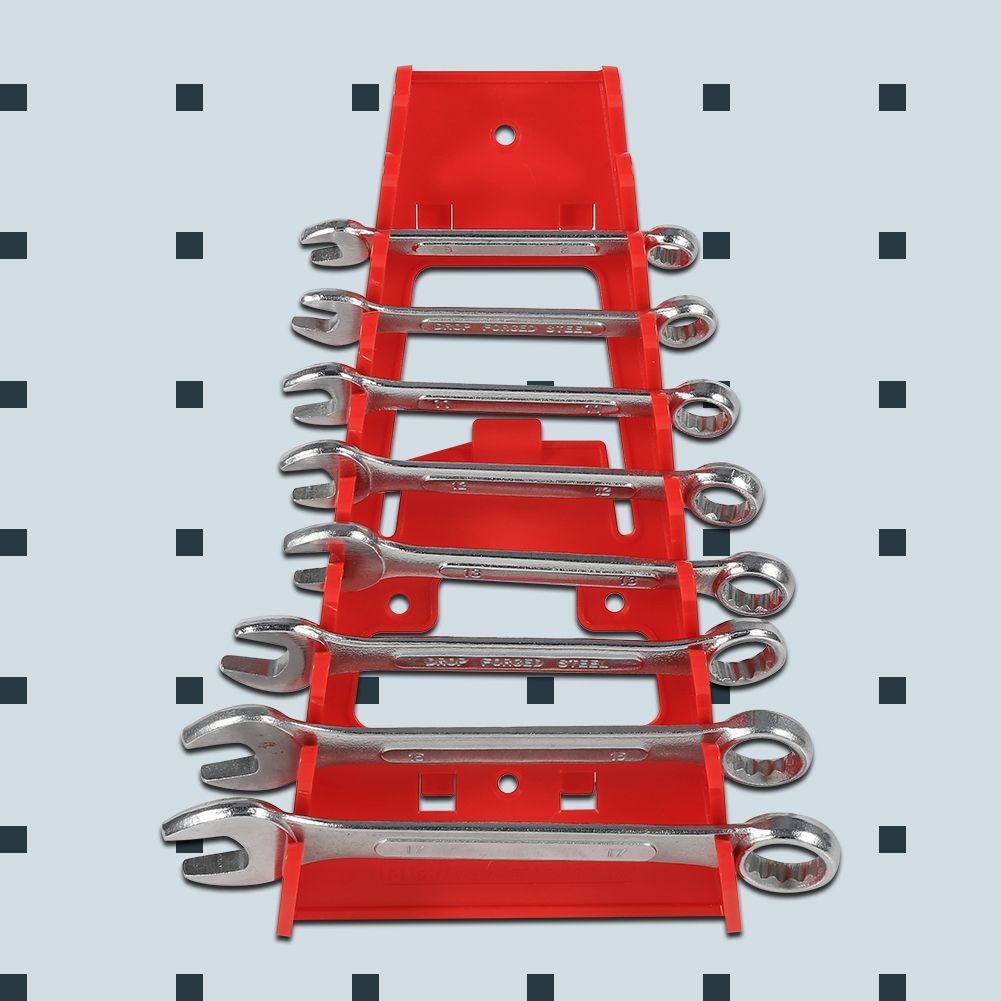 9 Slot Red Plastic Wrench Rack Standard Organizer Holder Storage Tool Wrenches Keeper