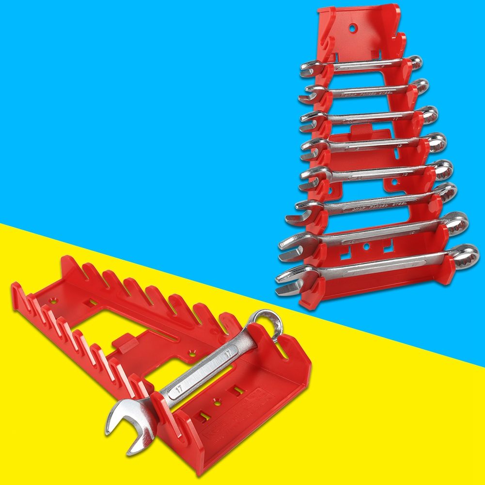 9 Slot Red Plastic Wrench Rack Standard Organizer Holder Storage Tool Wrenches Keeper