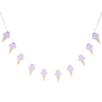 10Pcs Ice Cream Shape Wooden Hanging Garland Nursery Children Bedroom Wall Decorations (Purple)