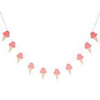 10Pcs Ice Cream Shape Wooden Hanging Garland Nursery Children Bedroom Wall Decorations (Pink)