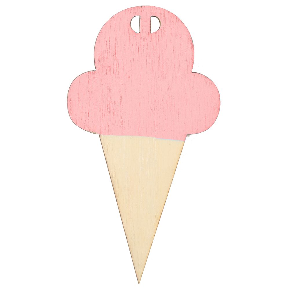 10Pcs Ice Cream Shape Wooden Hanging Garland Nursery Children Bedroom Wall Decorations (Pink)