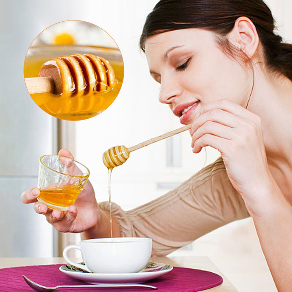 50Pcs/set Household Wooden Jam Honey Dipper Jar Dispensing Collecting Stirring Rod Stick 10cm