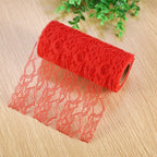10 Yard Long Wedding Party Decoration Table Runner Chair Sash Floral Lace Tulle Roll (Red)