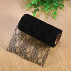 10 Yard Long Wedding Party Decoration Table Runner Chair Sash Floral Lace Tulle Roll (Black)
