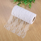 10 Yard Long Wedding Party Decoration Table Runner Chair Sash Floral Lace Tulle Roll (White)