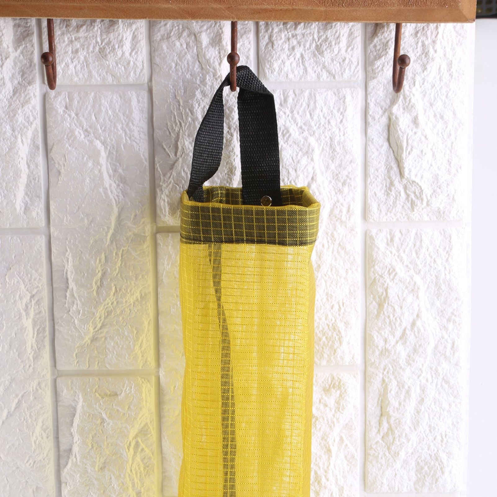 Home Kitchen Wall Mount Grocery Bag Holder Plastic Bags Storage Dispenser Organizer(Yellow)