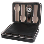 1Pc 8 Grids Watch Display Storage Box Portable Zippered Travel Collector Case Organizer (Black)