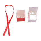 50Pcs Square Shape Wedding Birthday Party Favor Chocolate Candy Gift Boxes with Ribbon Red