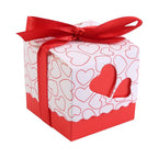 50Pcs Square Shape Wedding Birthday Party Favor Chocolate Candy Gift Boxes with Ribbon Red