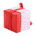 50Pcs Square Shape Wedding Birthday Party Favor Chocolate Candy Gift Boxes with Ribbon Red
