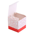 50Pcs Square Shape Wedding Birthday Party Favor Chocolate Candy Gift Boxes with Ribbon Red