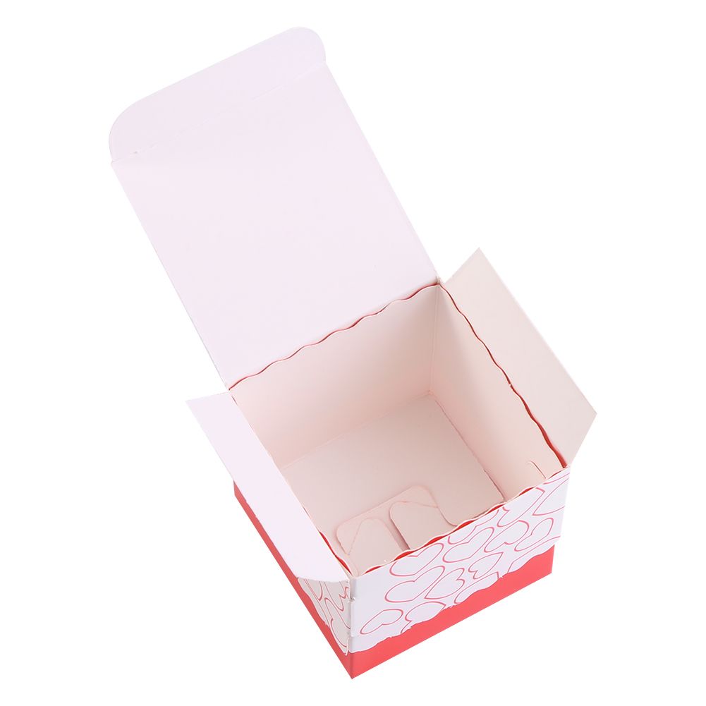 50Pcs Square Shape Wedding Birthday Party Favor Chocolate Candy Gift Boxes with Ribbon Red